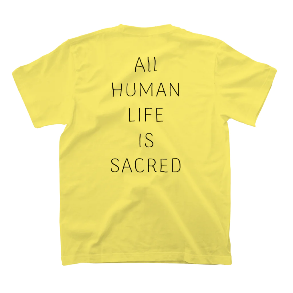 fullcontinue(フルコンティニュー)のALL HUMAN LIFE IS SACRED+スマイルヒューマン_Tシャツ Regular Fit T-Shirtの裏面