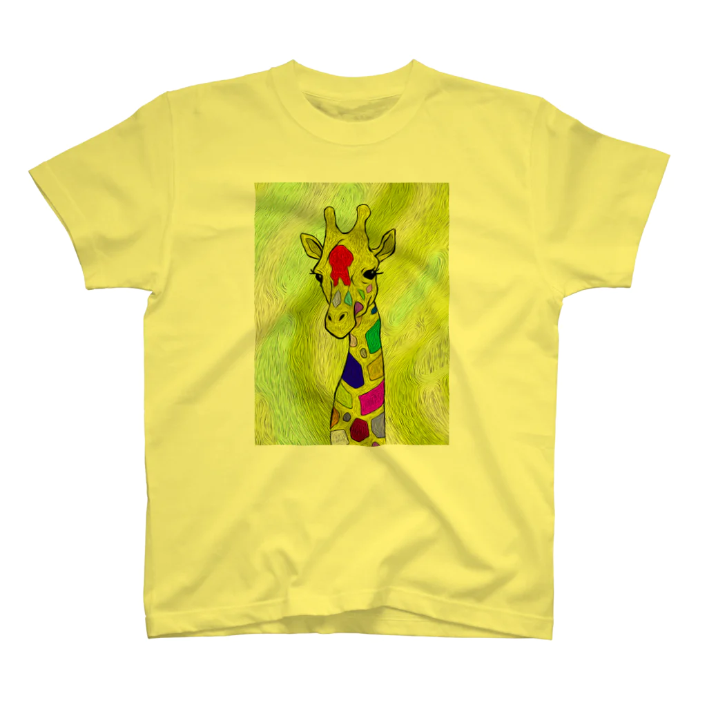 昆布しょうゆのGiraffe Painting Regular Fit T-Shirt