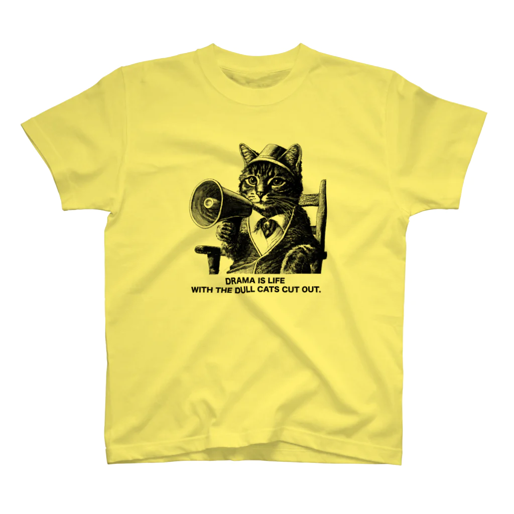 黒猫ファブリックのDrama is life with the dull cats cut out. Regular Fit T-Shirt