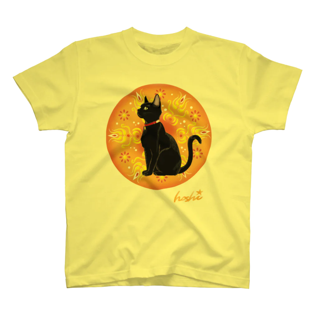 くろねこ倶楽部の太陽神猫（薄色地） スタンダードTシャツ