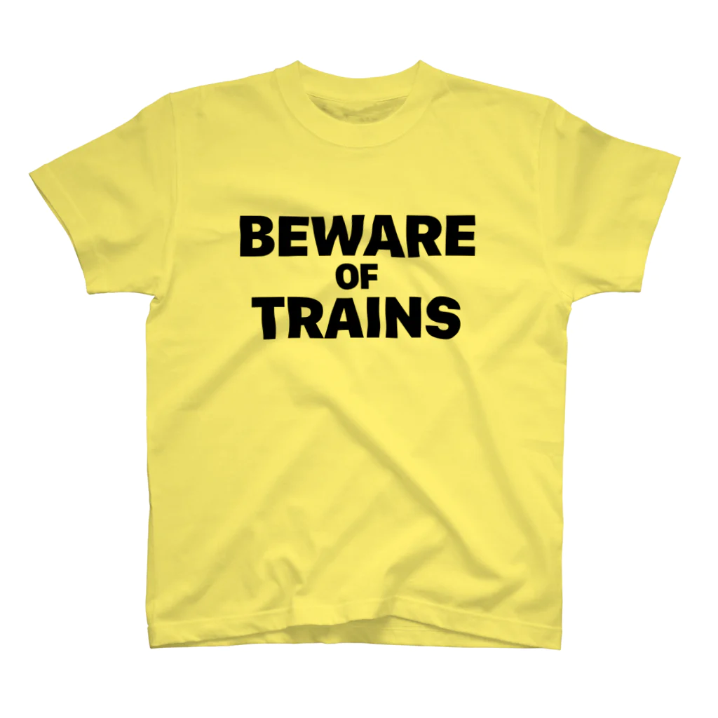 CIPANGOの【道路標識】BEWARE OF TRAINS（汽車に注意）（踏切） Regular Fit T-Shirt