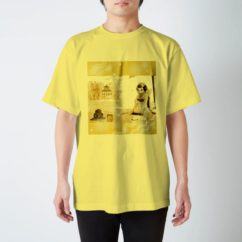 てんしtoあむタンの京都で野点を楽しむ猪干支天使（ボタン） スタンダードTシャツ