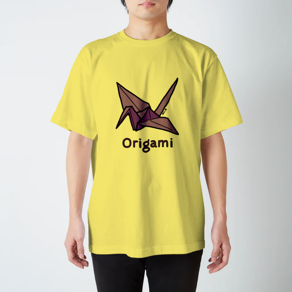 MrKShirtsのOrigami (折り紙鶴) 色デザイン スタンダードTシャツ