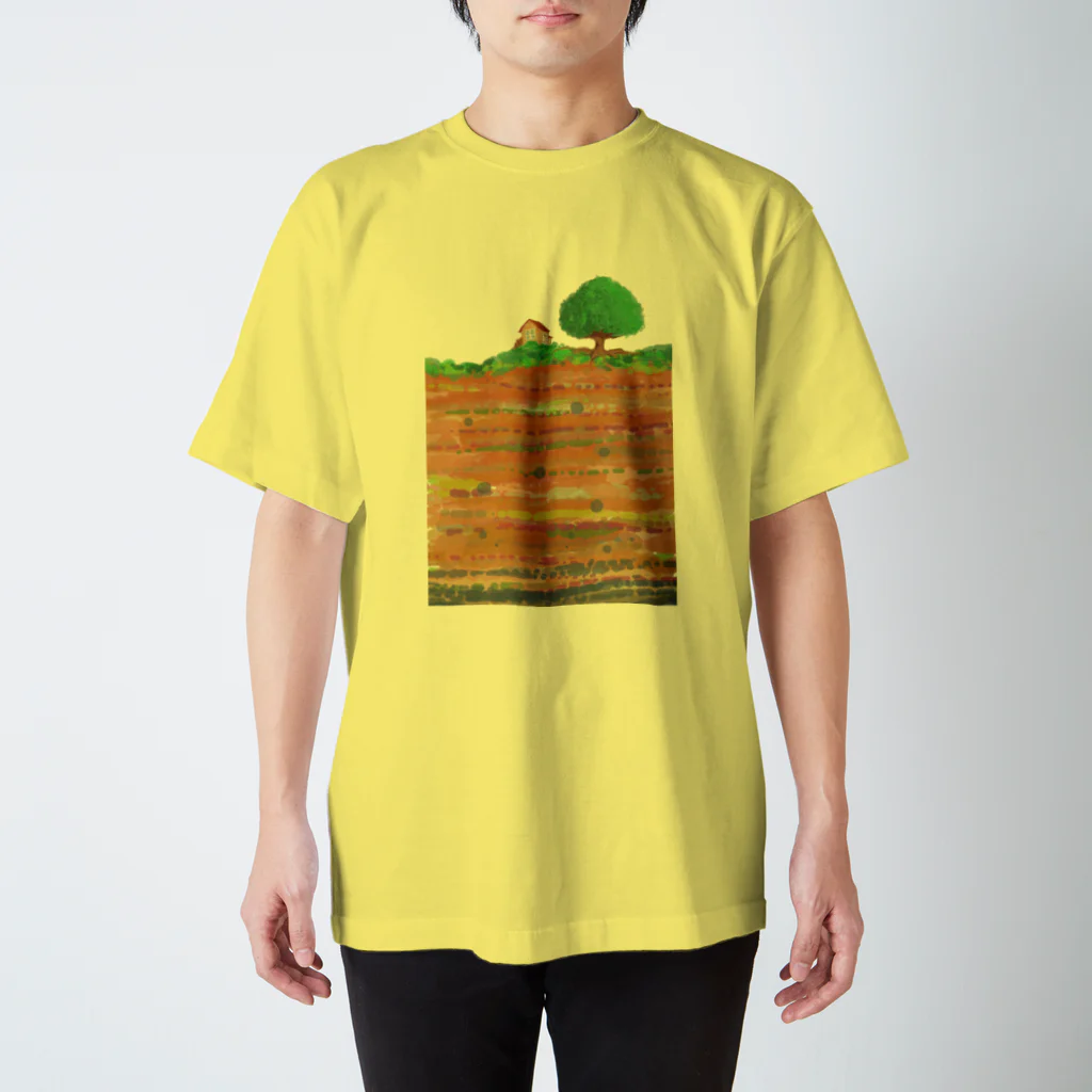 greenishの家と木 Regular Fit T-Shirt