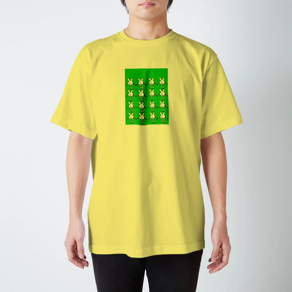 g_rincoxのナマ足うさぎ 緑 スタンダードTシャツ