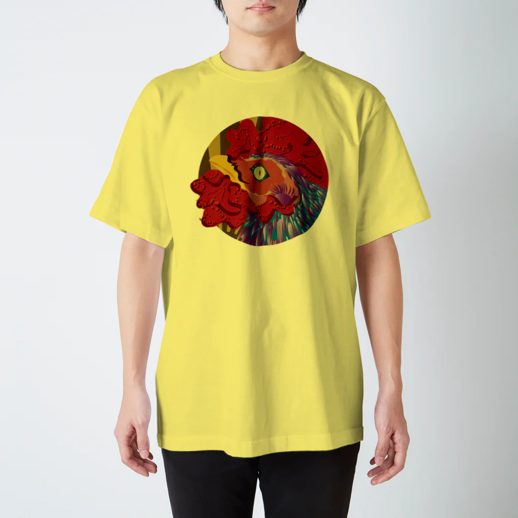 3eyesのZODIAC rooster（酉）　円 Regular Fit T-Shirt