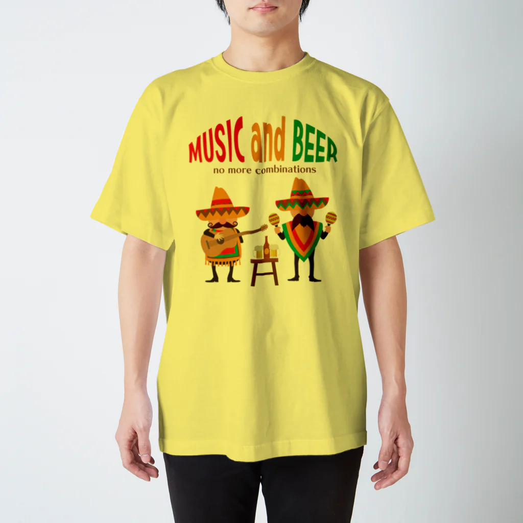 420 MUSIC FACTORYのMUSIC and BEER（音楽とビール）この組み合わせがたまらん！ スタンダードTシャツ