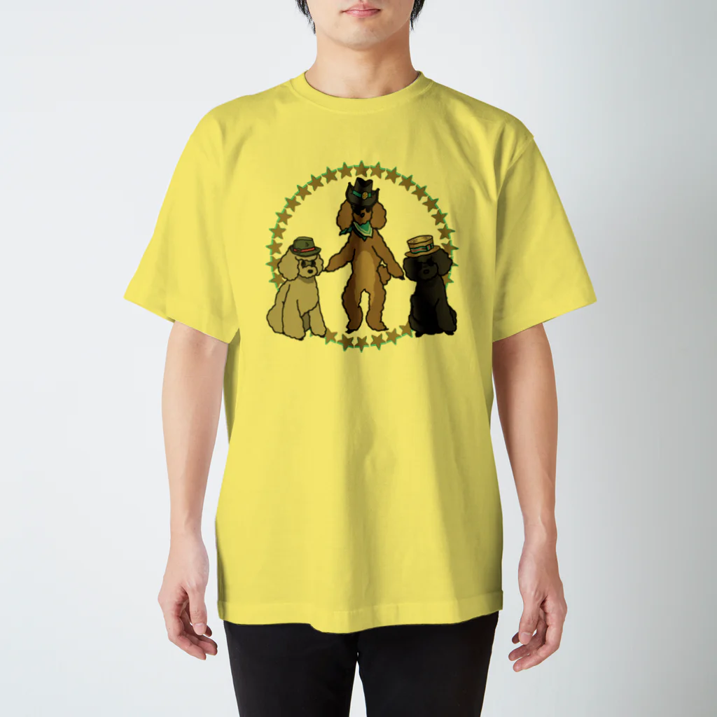 ヤマノナガメのThe 3 poodles スタンダードTシャツ