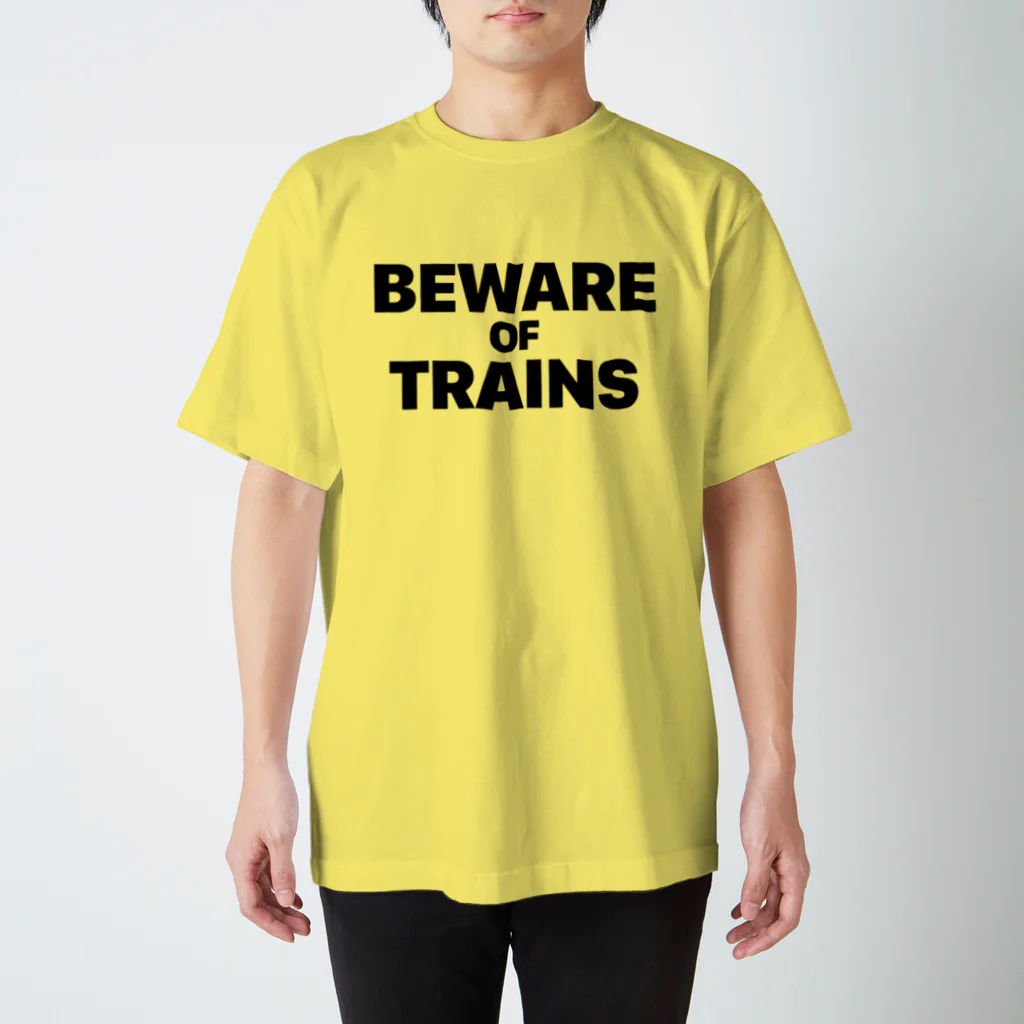 CIPANGOの【道路標識】BEWARE OF TRAINS（汽車に注意）（踏切） スタンダードTシャツ