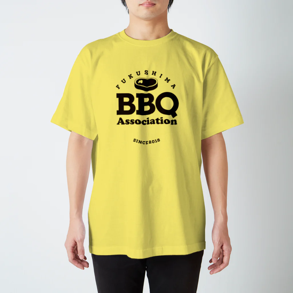 福島バーベキュー協会SHOPの福島BBQ協会Circleロゴ黒文字 スタンダードTシャツ