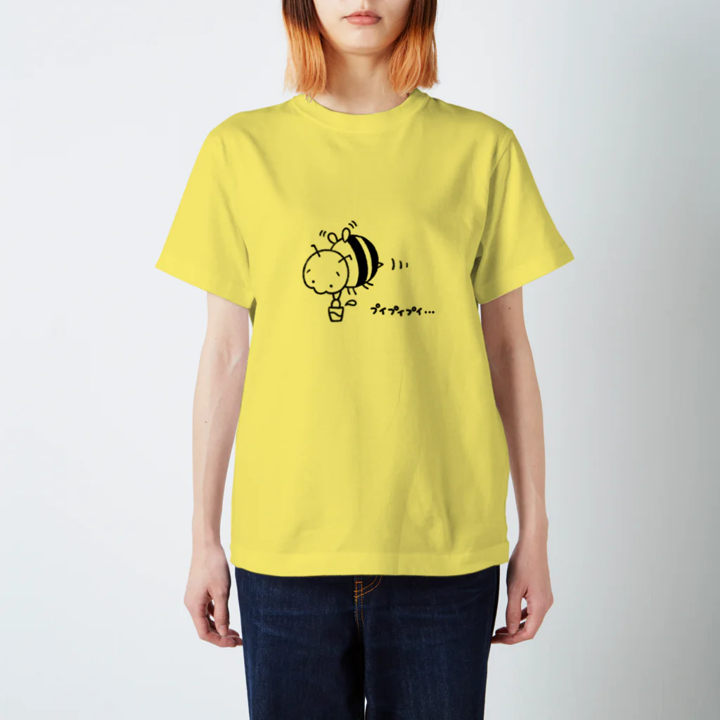 たづのぷいぷいばち【黒ver】 Regular Fit T-Shirt