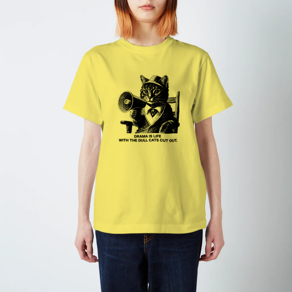 黒猫ファブリックのDrama is life with the dull cats cut out. Regular Fit T-Shirt