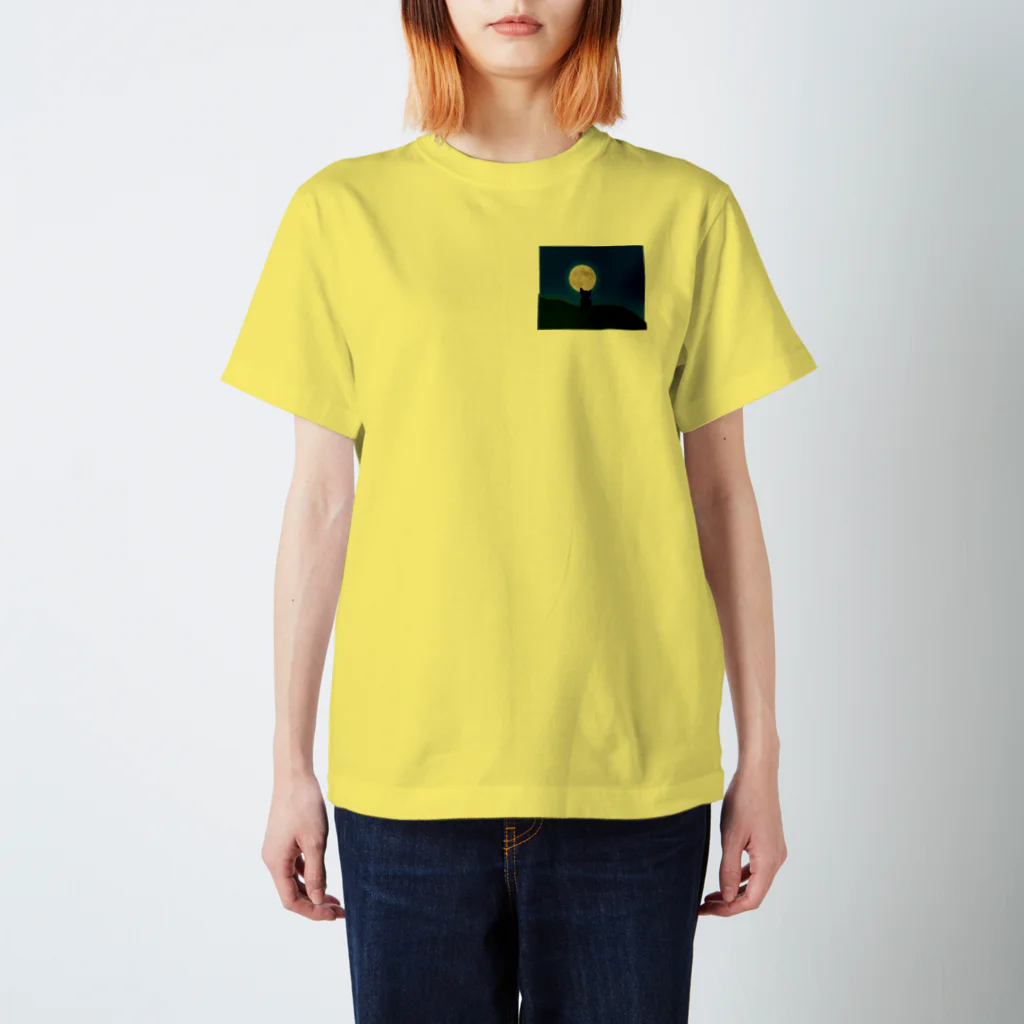 キャッツハンド：suzuriショップの月夜猫 Regular Fit T-Shirt