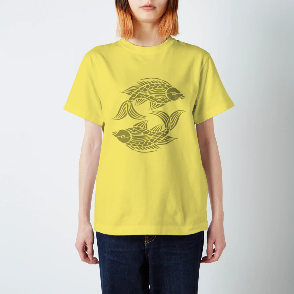 ツバメ堂の壷屋焼風双魚文 スタンダードTシャツ