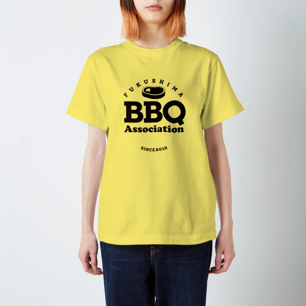 福島バーベキュー協会SHOPの福島BBQ協会Circleロゴ黒文字 スタンダードTシャツ