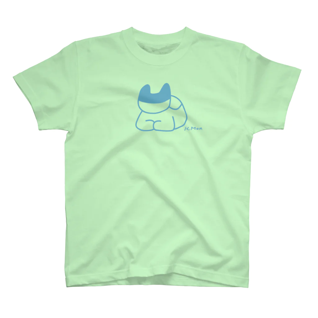 MONKUMIKOの座るこねこ（青） Regular Fit T-Shirt