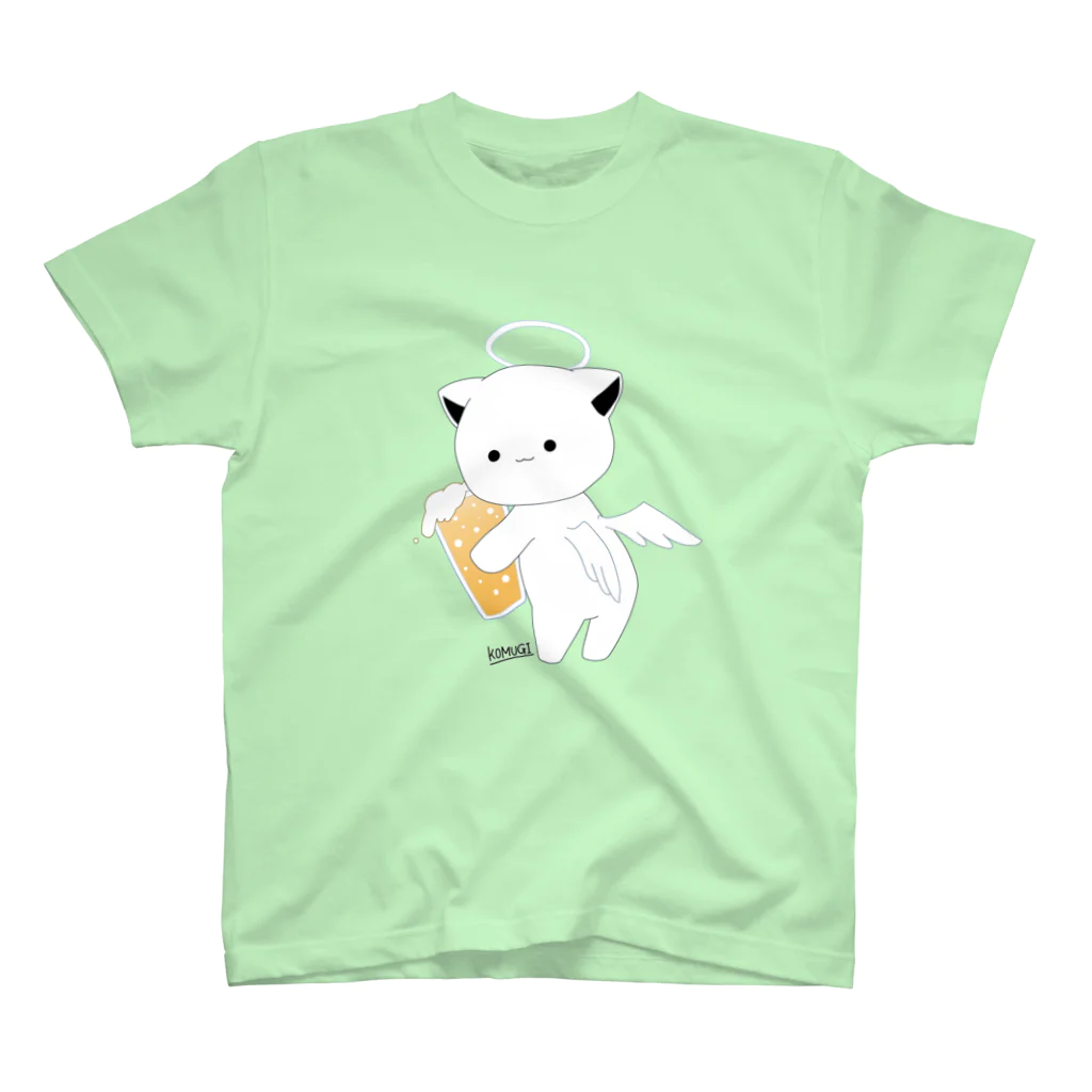 MochiMochi SHOPの白猫天使こむぎちゃん🍺 スタンダードTシャツ