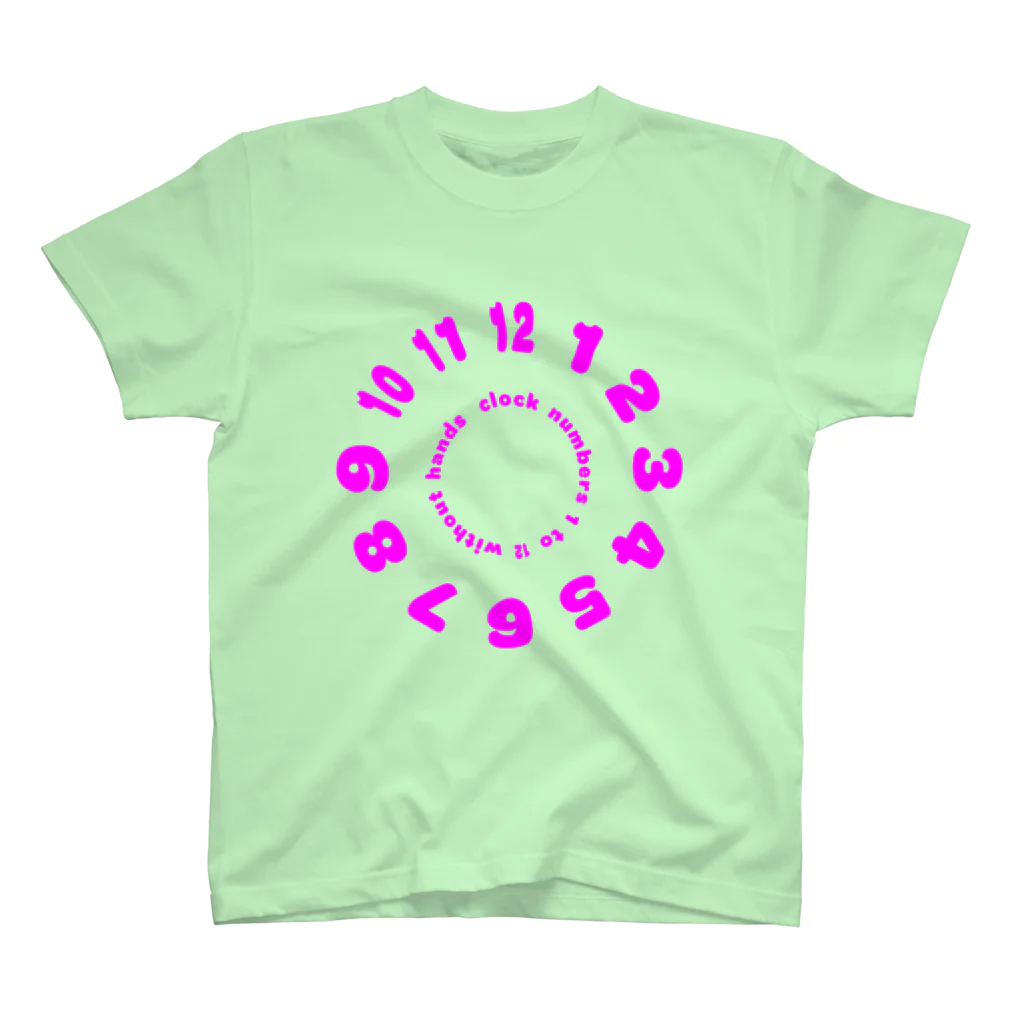 PyriteDesignのclock numbers 1 to 12 without hands【Tshirt】【Design Color : Pink】【Design Print : Front】 スタンダードTシャツ