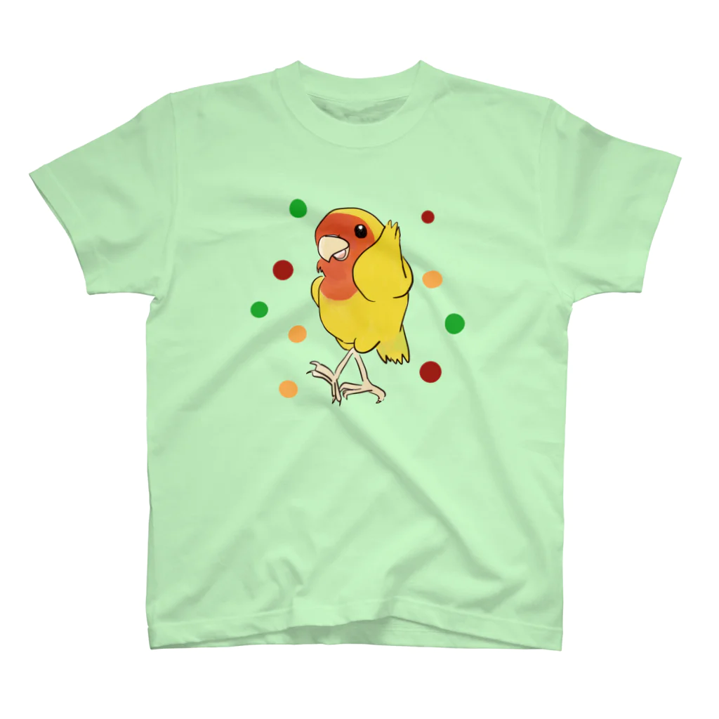 インコグッズのお店　ラブバード亭のコザクラインコ（ダンシング・アフリカンバージョン） スタンダードTシャツ