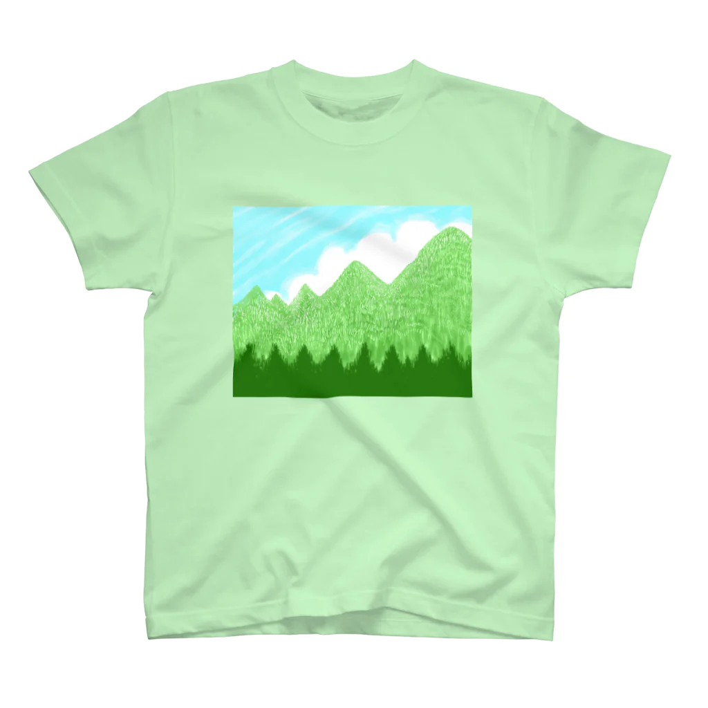 ✨🌈✨ユラクラカン🇯🇵 ✨🌈✨の☁️青空と雲☁️と青い山脈🗻ズ スタンダードTシャツ