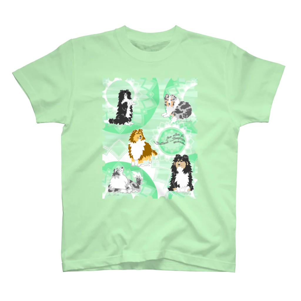 Airy BlueのFive colors of Shetland Sheepdogs.～Mint green～ スタンダードTシャツ