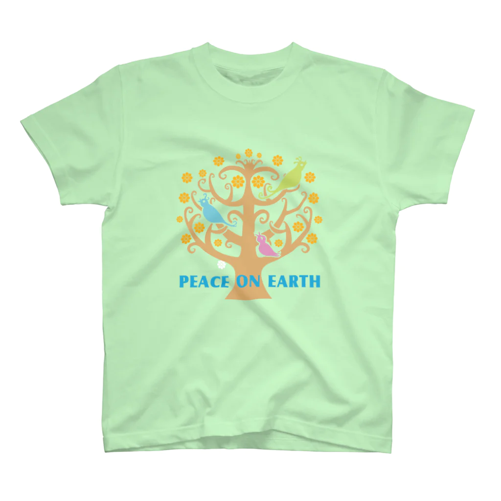 フェザーフレンズの鳥/Peace on Earthツリー Regular Fit T-Shirt