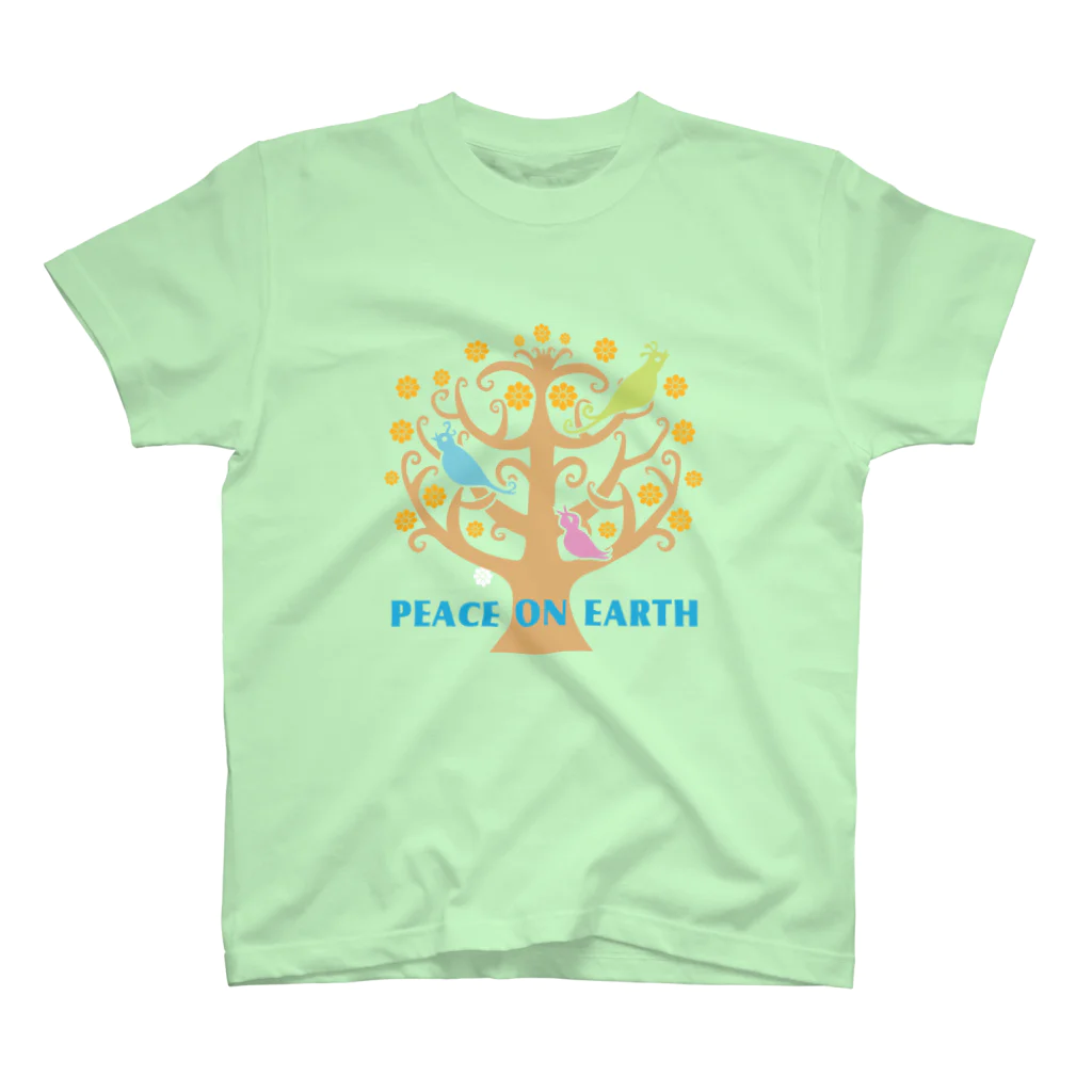 フェザーフレンズの鳥/Peace on Earthツリー スタンダードTシャツ