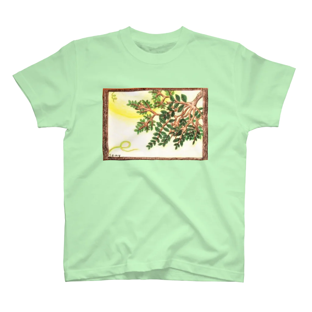 I-z-m-y's worksの夏の窓 ～生い茂った葉が覗く～ スタンダードTシャツ
