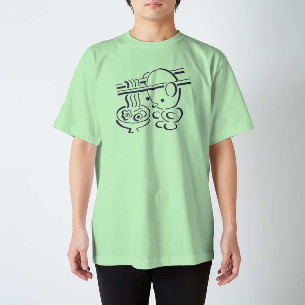 ヌトグランのミミハシ・らぁめん　黒インク Regular Fit T-Shirt