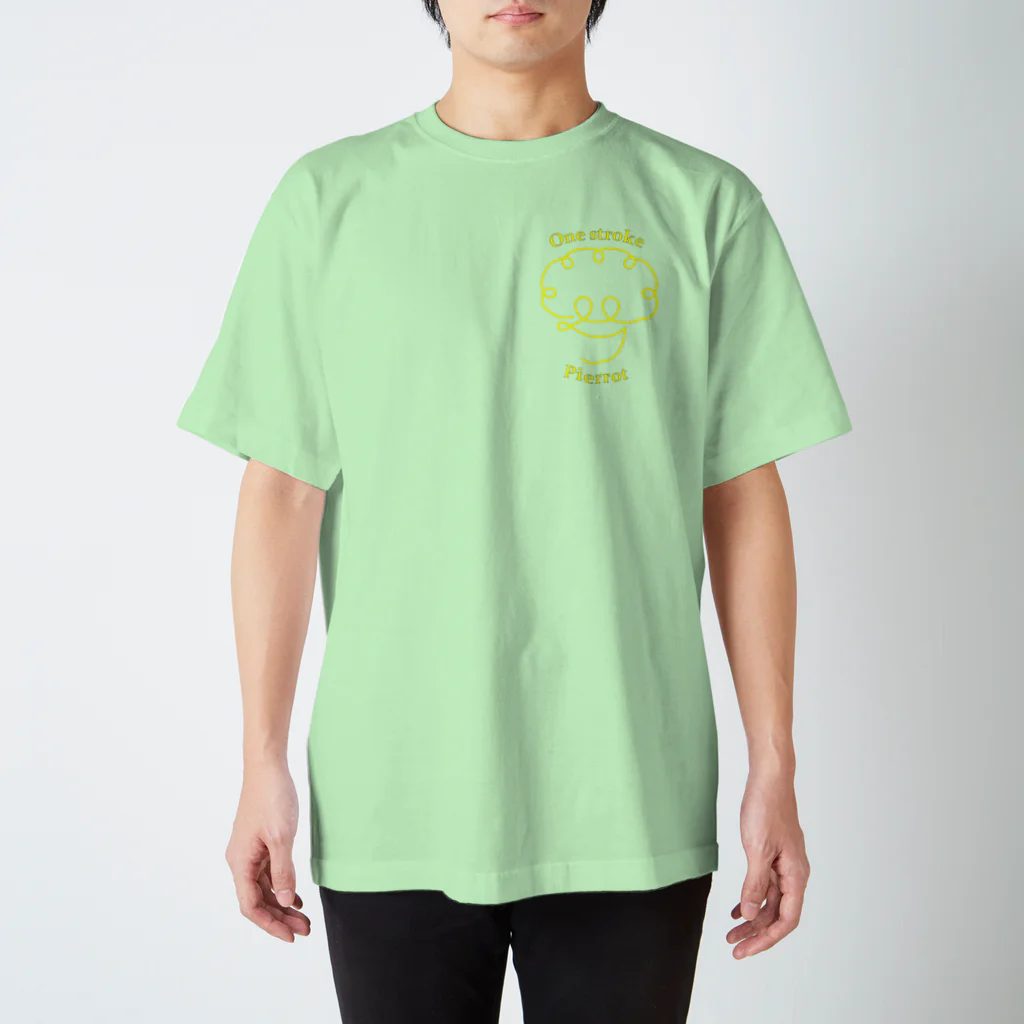 One stroke PierrotのOne stroke Pierrot (黄線) スタンダードTシャツ