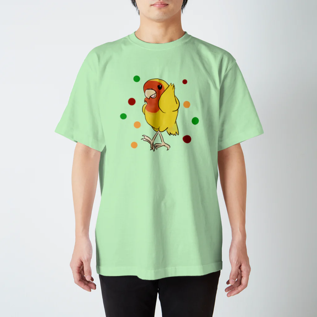 インコグッズのお店　ラブバード亭のコザクラインコ（ダンシング・アフリカンバージョン） スタンダードTシャツ