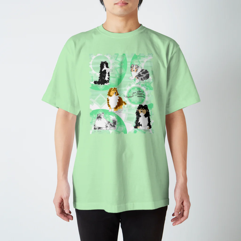 Airy BlueのFive colors of Shetland Sheepdogs.～Mint green～ スタンダードTシャツ