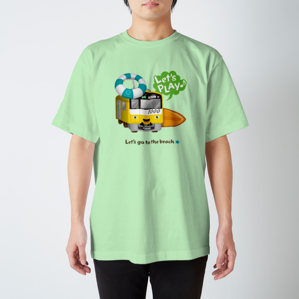 Train Kids! SOUVENIR SHOPの黄色い電車 「 海へ行こう 」 Regular Fit T-Shirt