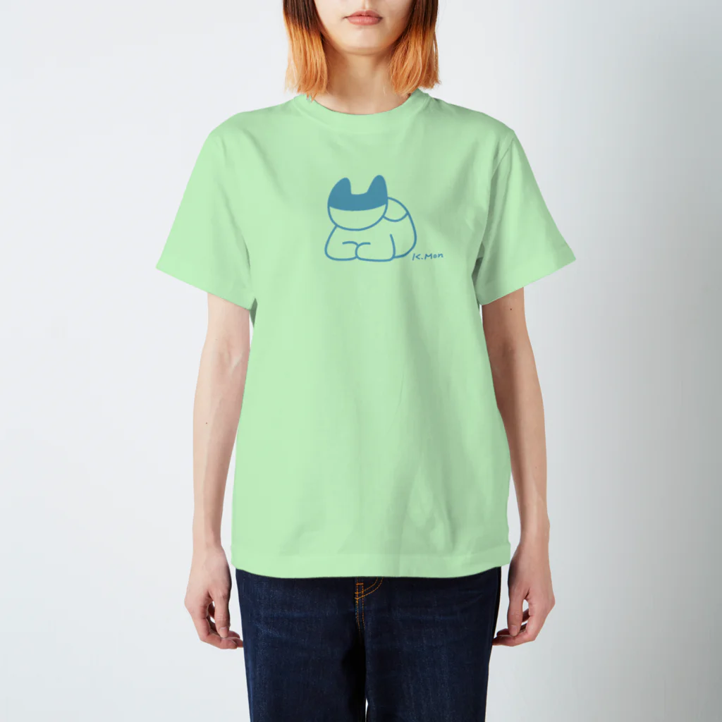 MONKUMIKOの座るこねこ（青） Regular Fit T-Shirt