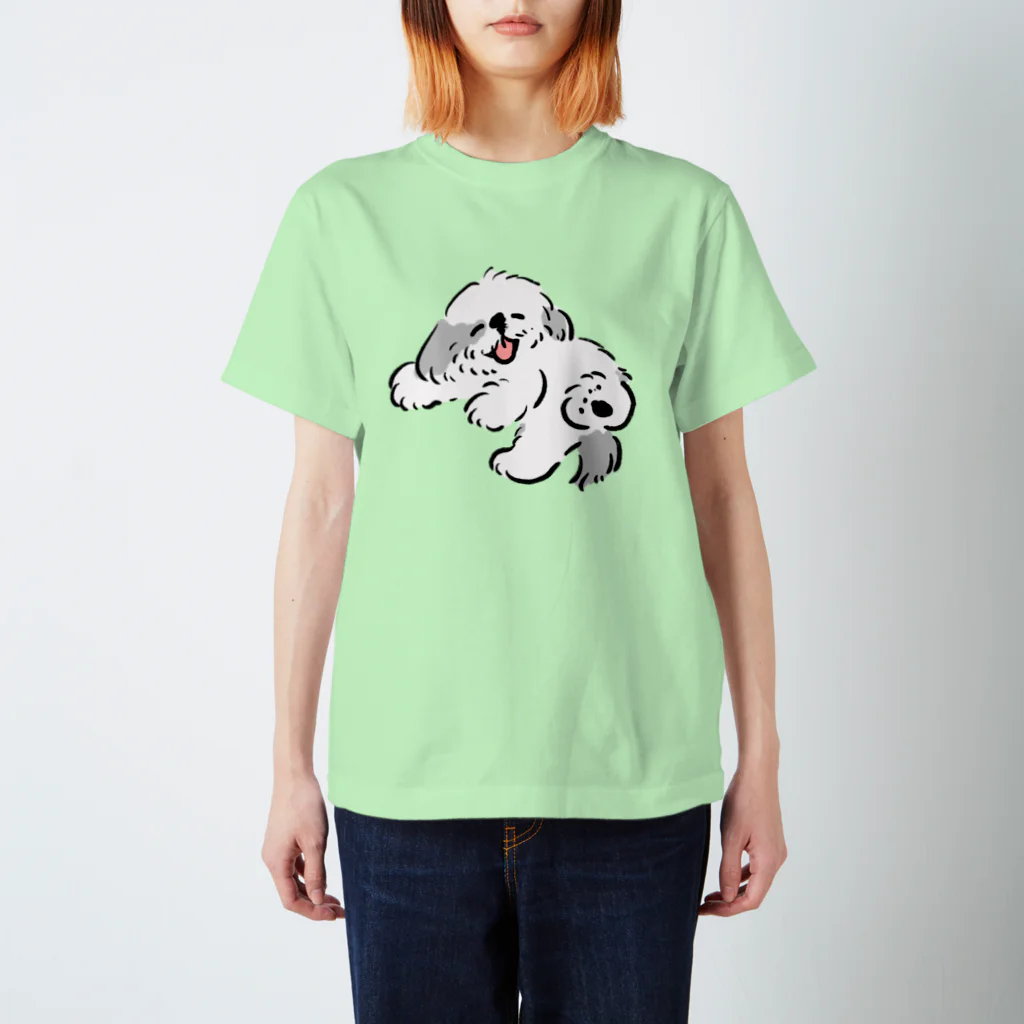 ぺろぺろぺろぺろ【せいこせんせい】のシーズー ニコニコ 　グレー　【せいこせんせい】犬 スタンダードTシャツ