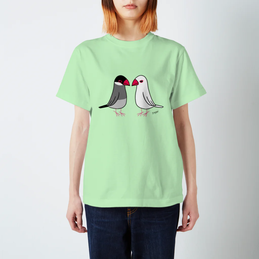 toripippi00の仲の悪い文鳥 スタンダードTシャツ