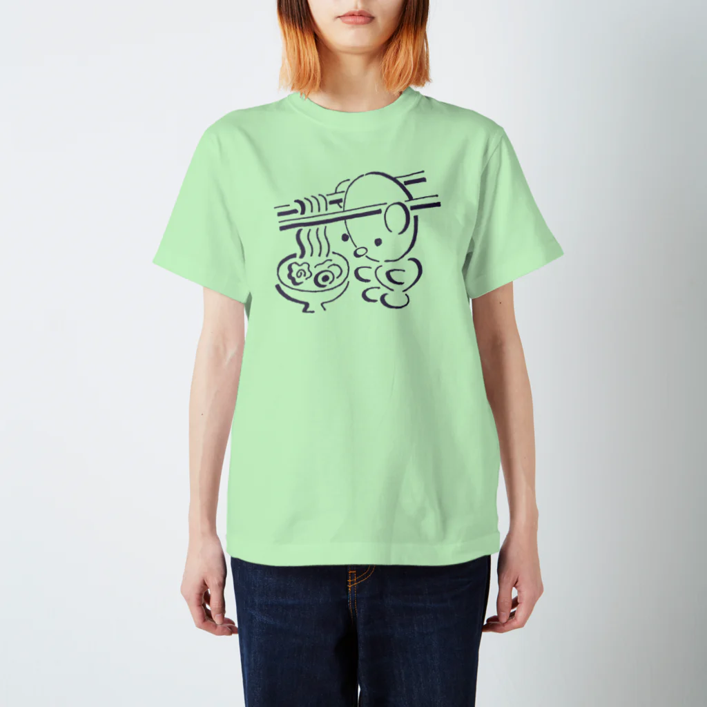 ヌトグランのミミハシ・らぁめん　黒インク スタンダードTシャツ