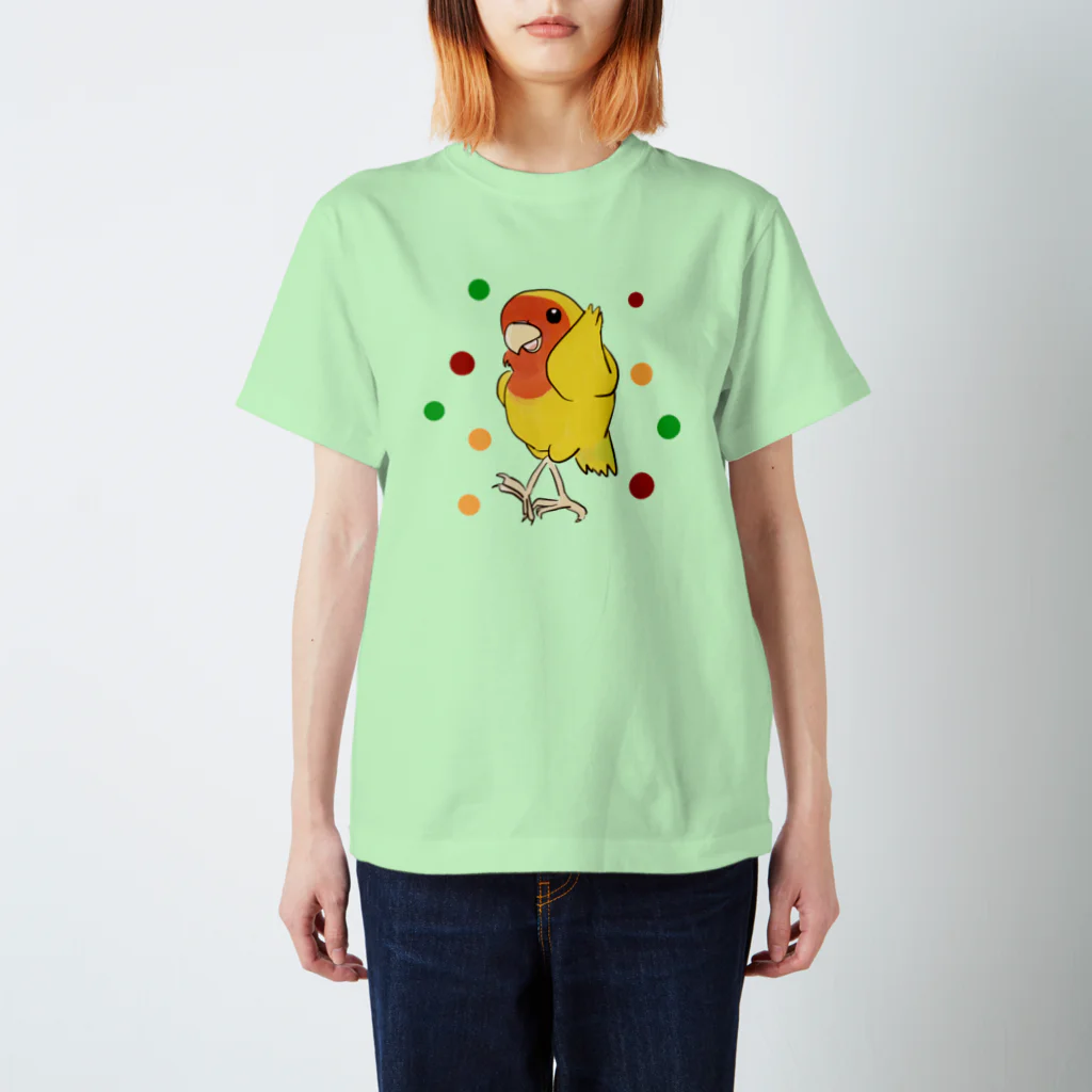 インコグッズのお店　ラブバード亭のコザクラインコ（ダンシング・アフリカンバージョン） スタンダードTシャツ