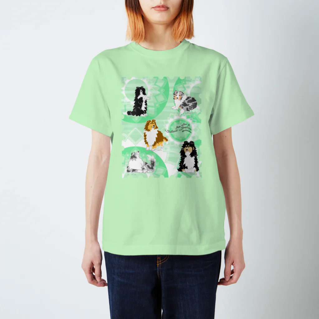 Airy BlueのFive colors of Shetland Sheepdogs.～Mint green～ スタンダードTシャツ