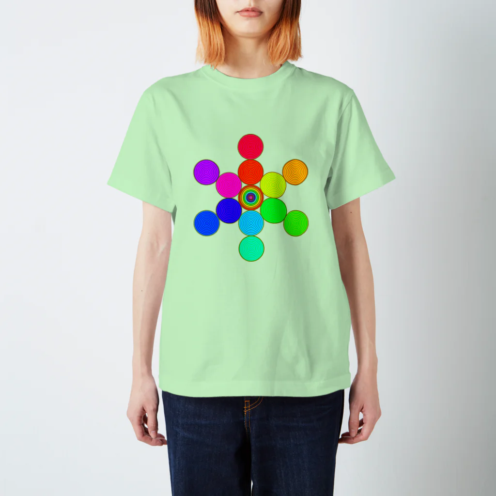 良夢多のお店のFruitsOfLife_MultipleCilcles_RamutaColor スタンダードTシャツ