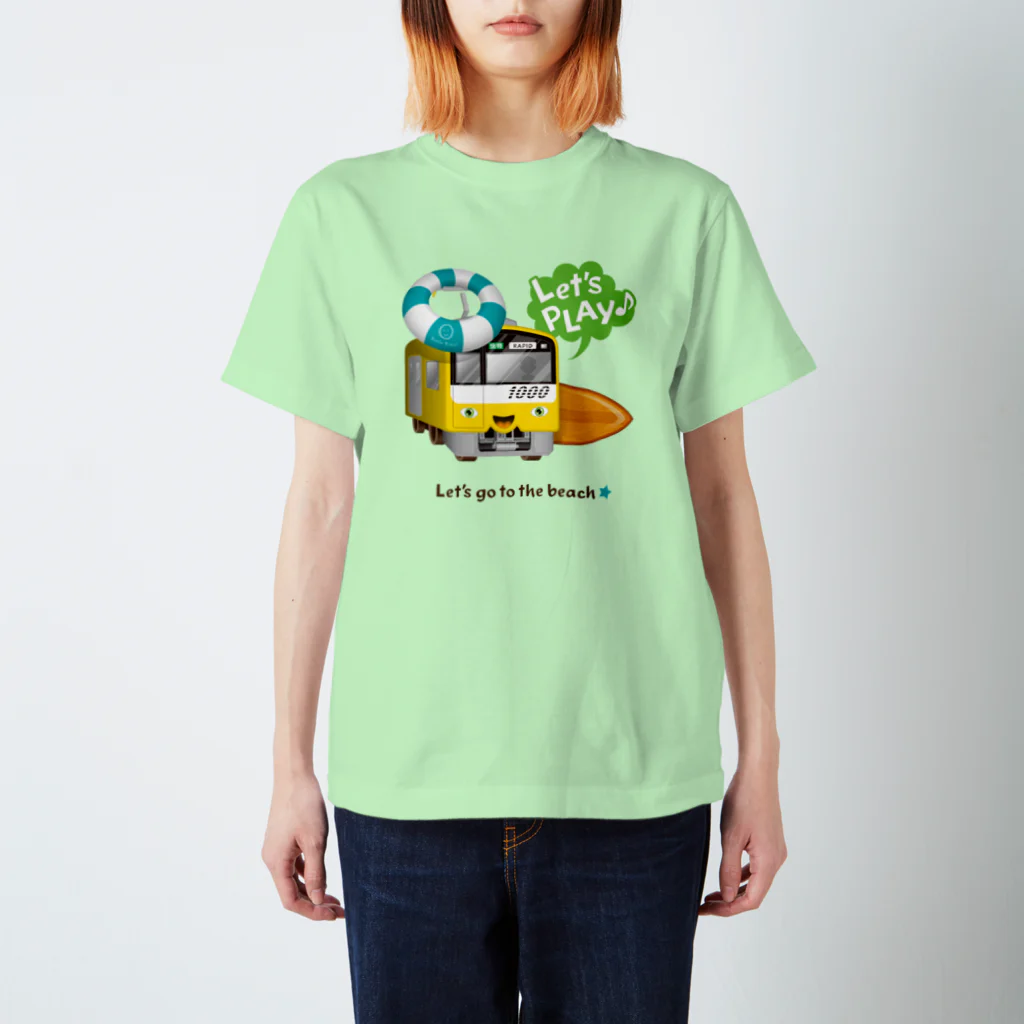 Train Kids! SOUVENIR SHOPの黄色い電車 「 海へ行こう 」 スタンダードTシャツ