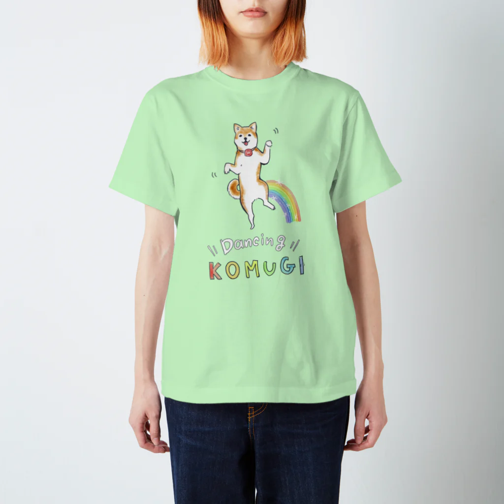 ゆるいTシャツ自己満足用の柴犬こむぎdancing スタンダードTシャツ