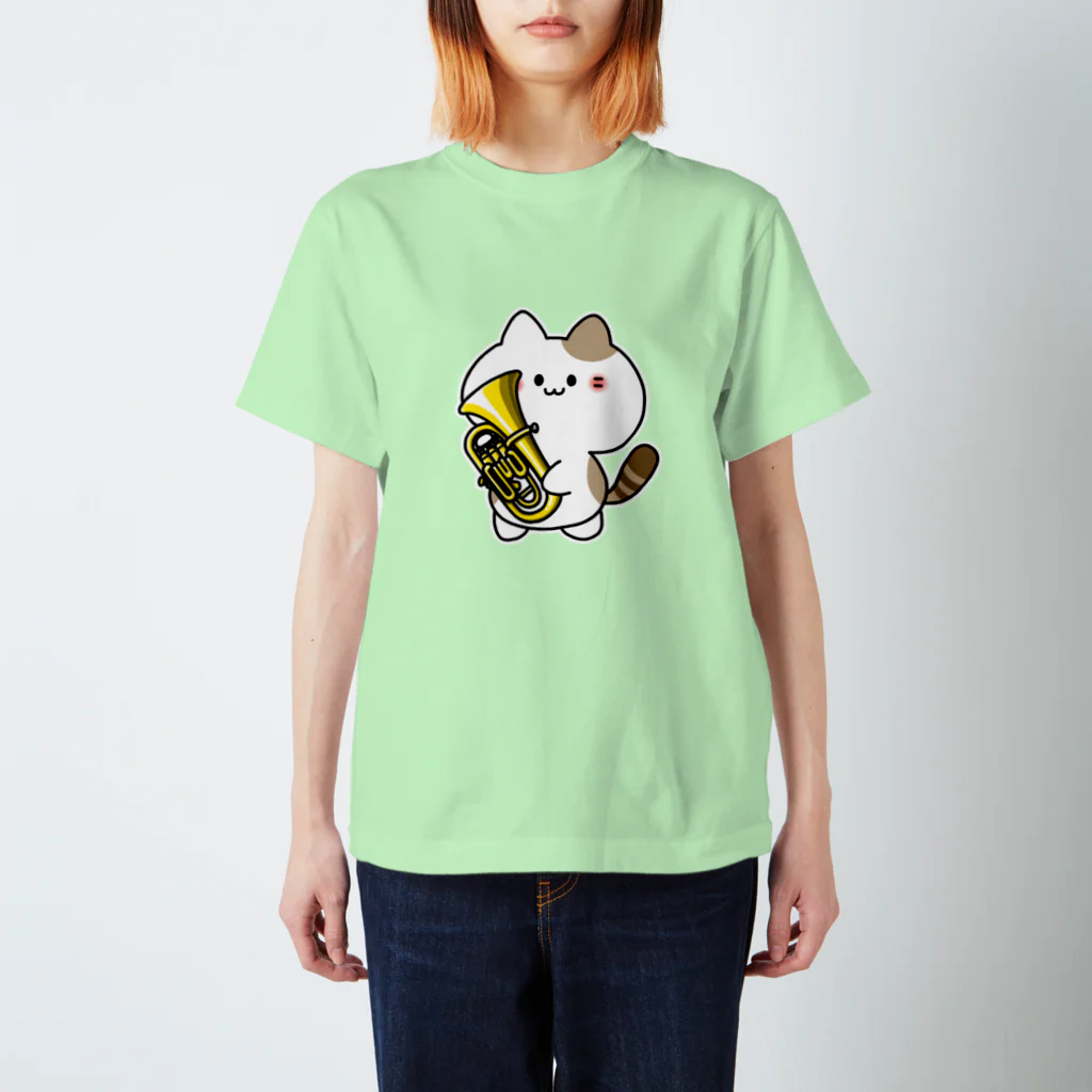  ふじねこ屋のユーフォニアムねこ（金） スタンダードTシャツ