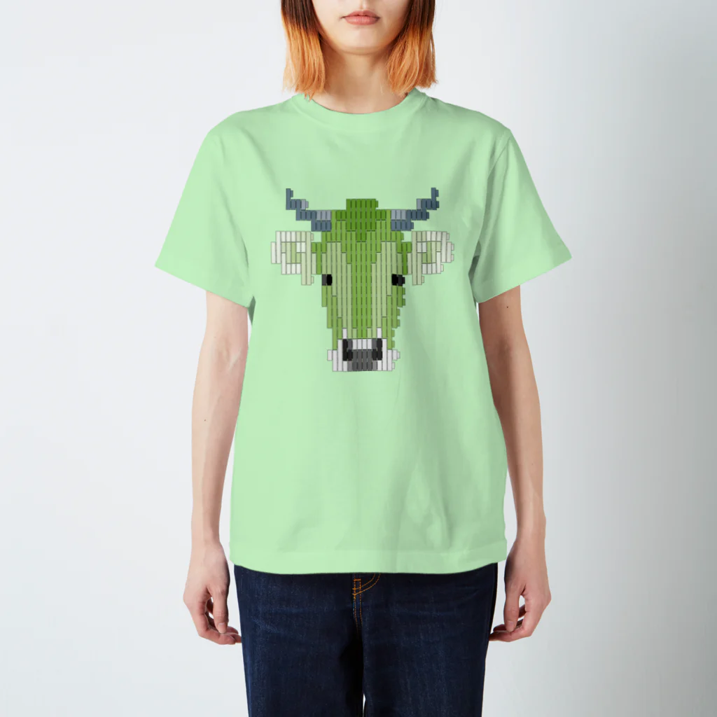 bonnylochの丑_LightGreen＠ブロックイラスト Regular Fit T-Shirt