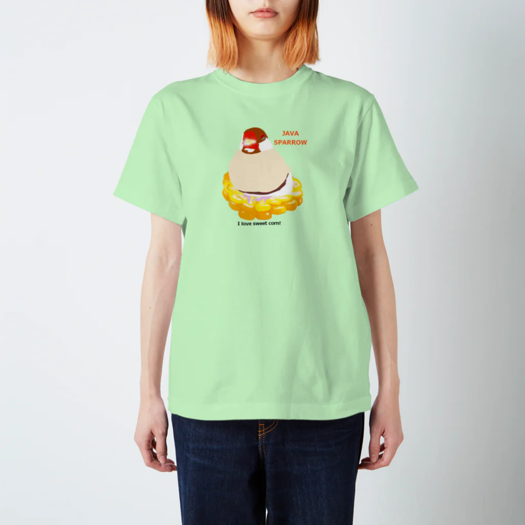 KINAKOLab@SUZURIのトウモロコシ大好き文鳥 Regular Fit T-Shirt