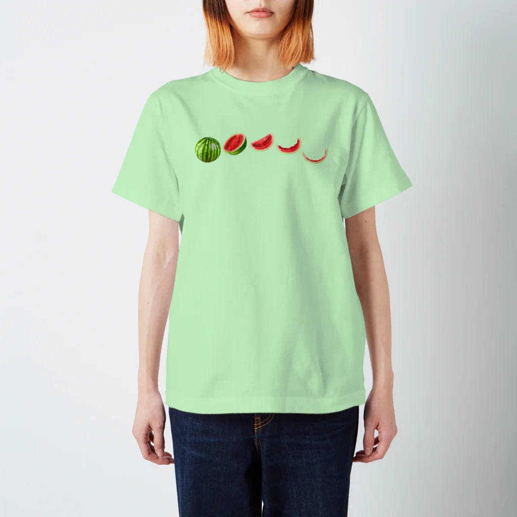 ☀️ひなたぼっくすの🍉スイカの満ち欠け(写真) スタンダードTシャツ