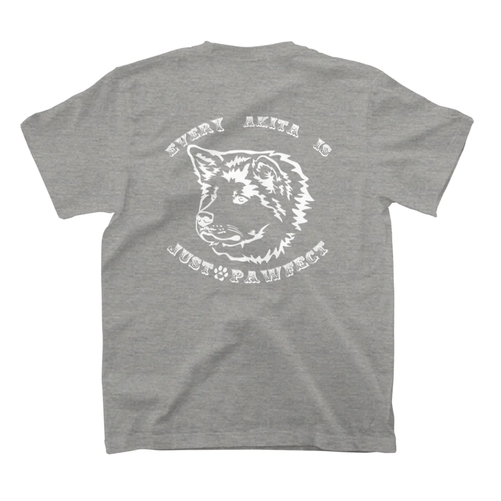 海賊猫 cocoの名入れOK『EVERY AKITA IS JUST "PAW"FECT』➂(ホワイト 白)  *For All Dog Lovers ～ Akita Inu 秋田犬～ Regular Fit T-Shirtの裏面