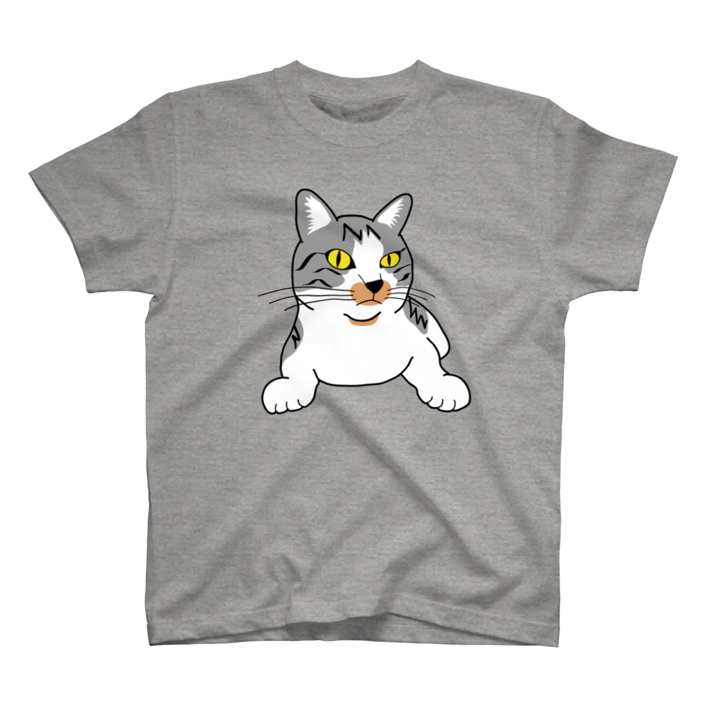 猫ねむりzzz..のサバ白の鼻ブチ猫ちゃん スタンダードTシャツ