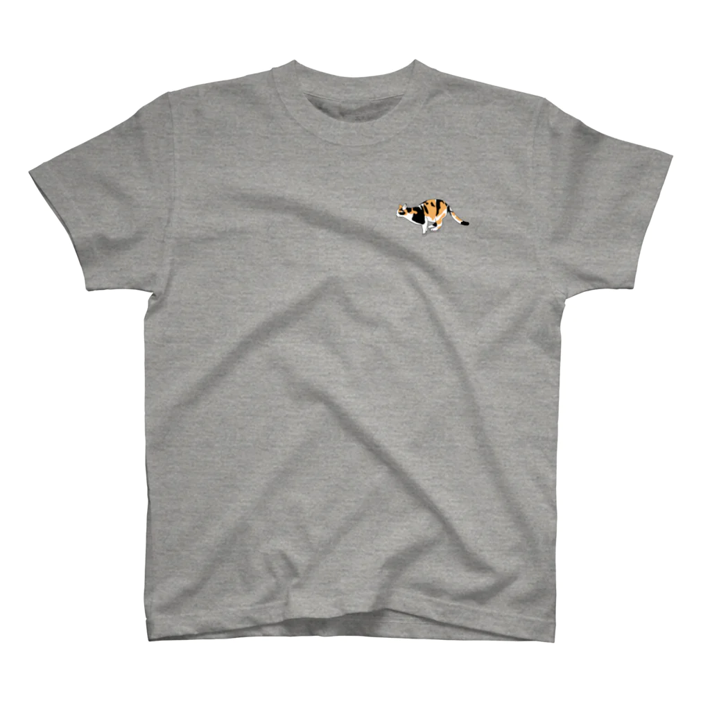 小鳥と映画館のジャンプと着地の三毛猫 Regular Fit T-Shirt