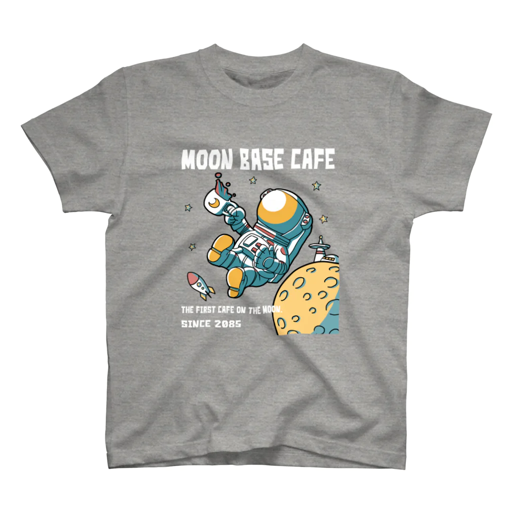 indigo_blue_moonのMOON BASE CAFE (ムーンベースカフェ) フルカラー(背景有り)白 スタンダードTシャツ